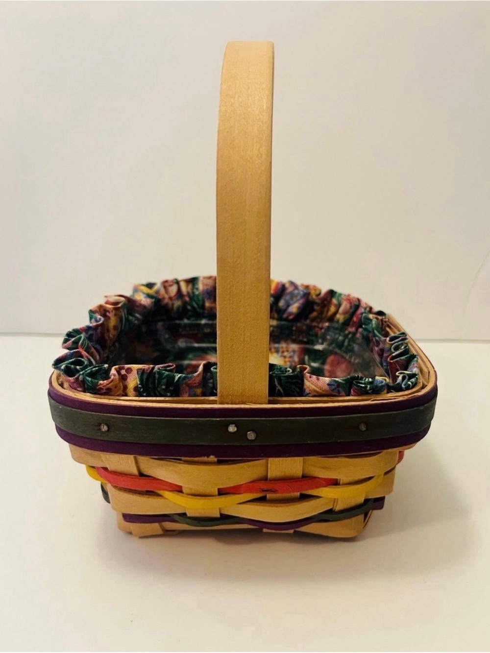 Longaberger Small Square Easter Basket with Easter Egg Liner Insert Vintage 1998 - Picture 5 of 12